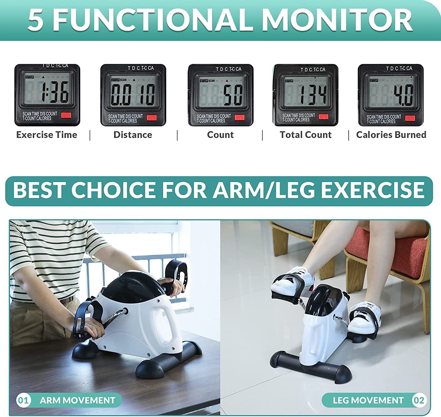 Pedal Exerciser Bikes Under Desk Mini Exercise Bike for Office 